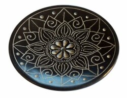 Räucherstäbchenhalter "Mandala" Black Stone graviert 8 cm