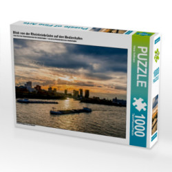 Blick von der Rheinkniebrücke auf den Medienhafen (Puzzle)