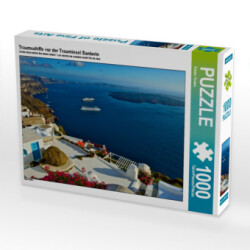 CALVENDO Puzzle Traumschiffe vor der Trauminsel Santorin | 1000 Teile Lege-Größe 64x48cm Foto-Puzzle für glückliche Stunden