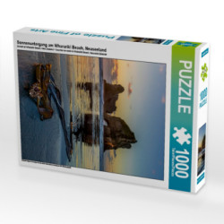 Sonnenuntergang am Wharariki Beach, Neuseeland (Puzzle)