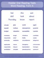 Hodder Oral Reading Tests: Test Cards