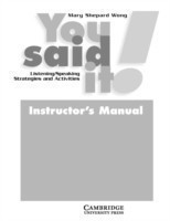 You Said It! Instructor's Manual Listening / Speaking Strategies and Activities