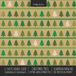 Christmas Trees Pattern Scrapbook Paper Pad 8x8 Decorative Scrapbooking Kit for Cardmaking Gifts, DIY Crafts, Printmaking, Papercrafts, Green Giftwrap Style