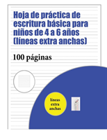 Hoja de practica de escritura basica para ninos de 4 a 6 anos (lineas extra anchas)