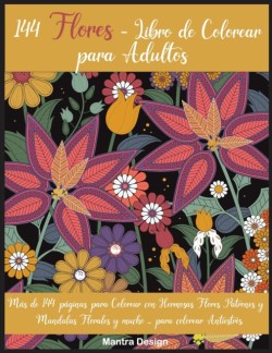 144 Flores - Libro de Colorear para Adultos