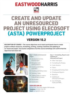 Create and Update an Unresourced Project using Elecosoft (Asta) Powerproject Version 15.2