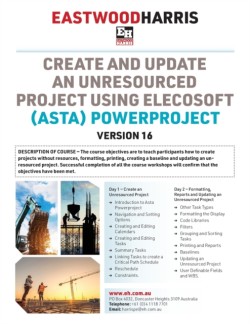 Create and Update an Unresourced Project using Elecosoft (Asta) Powerproject Version 16