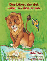 Löwe, der sich selbst im Wasser sah