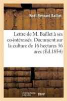 Lettre À Ses Co-Intéressés. Document Sur La Culture de 16 Hectares 36 Ares de Terres