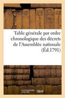 Table Générale Par Ordre Chronologique Des Décrets de l'Assemblée Nationale
