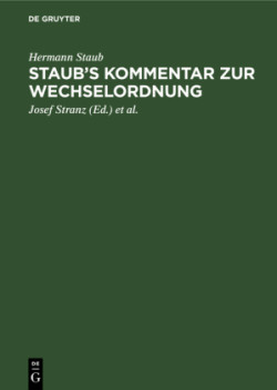 Staub's Kommentar Zur Wechselordnung