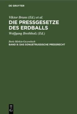 Das Sowjetrussische Preßrecht