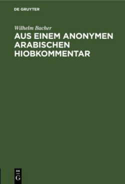 Aus Einem Anonymen Arabischen Hiobkommentar