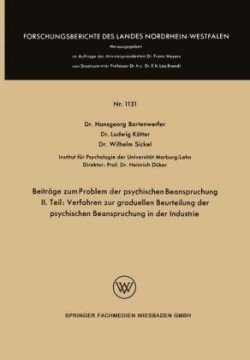 Beiträge zum Problem der psychischen Beanspruchung