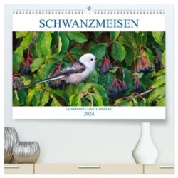 Schwanzmeisen (hochwertiger Premium Wandkalender 2024 DIN A2 quer), Kunstdruck in Hochglanz