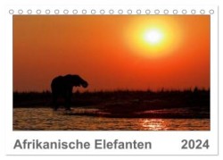 Afrikanische Elefanten (Tischkalender 2024 DIN A5 quer), CALVENDO Monatskalender