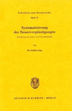 Systematisierung der Steuervergünstigungen.