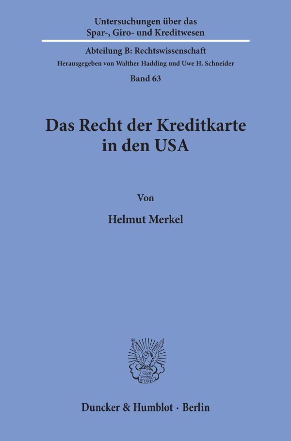 Das Recht der Kreditkarte in den USA.