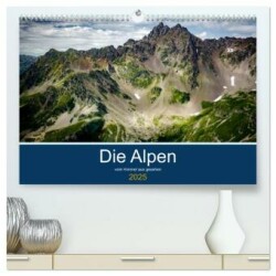 Die Alpen vom Himmel aus gesehen (hochwertiger Premium Wandkalender 2025 DIN A2 quer), Kunstdruck in Hochglanz