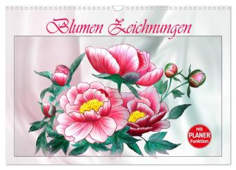 Blumen-Zeichnungen (Wandkalender 2025 DIN A3 quer), CALVENDO Monatskalender