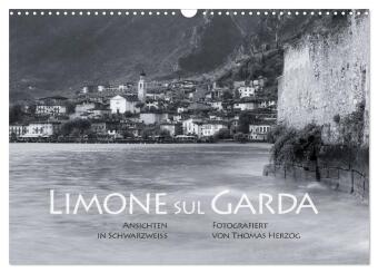 Limone sul Garda schwarzweiß (Wandkalender 2025 DIN A3 quer), CALVENDO Monatskalender