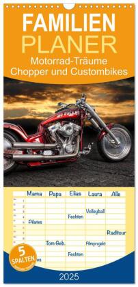 Familienplaner 2025 - Motorrad-Träume - Chopper und Custombikes mit 5 Spalten (Wandkalender, 21 x 45 cm) CALVENDO