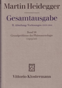 Grundprobleme der Phänomenologie (Wintersemester 1919/20)