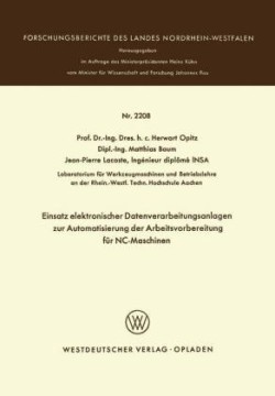 Einsatz elektronischer Datenverarbeitungsanlagen zur Automatisierung der Arbeitsvorbereitung für NC-Maschinen