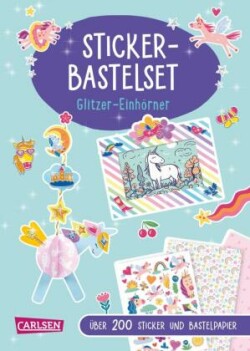 Sticker-Bastelset: Glitzer-Einhörner