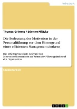 Die Bedeutung der Motivation in der Personalführung vor dem Hintergrund eines effizienten Managementdenkens