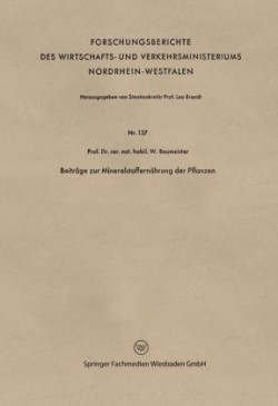 Beiträge zur Mineralstoffernährung der Pflanzen