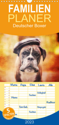 Familienplaner Deutscher Boxer (Wandkalender 2023 , 21 cm x 45 cm, hoch)