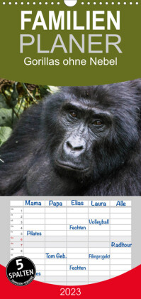Familienplaner Gorillas ohne Nebel (Wandkalender 2023 , 21 cm x 45 cm, hoch)