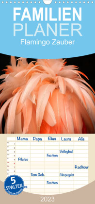 Familienplaner Flamingo Zauber (Wandkalender 2023 , 21 cm x 45 cm, hoch)