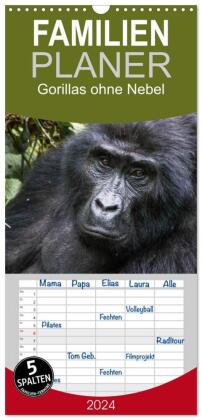 Familienplaner 2024 - Gorillas ohne Nebel mit 5 Spalten (Wandkalender, 21 x 45 cm) CALVENDO