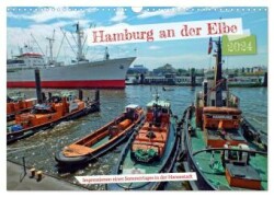 Hamburg an der Elbe - Impressionen eines Sommertages in der Hansestadt (Wandkalender 2024 DIN A3 quer), CALVENDO Monatskalender