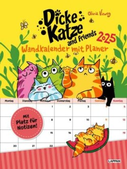 Dicke Katze and Friends - Wandkalender mit Planer 2025