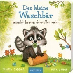 Der Baby Waschbär braucht keinen Schnuller mehr