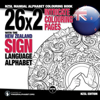 26x2 Intricate Colouring Pages with the New Zealand Sign Language Alphabet NZSL Manual Alphabet Colouring Book