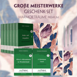 Große Meisterwerke Geschenkset - 8 Bücher (Softcover+ Audio-Online) + Marmorträume Schreibset Premium, m. 8 Beilage, m. 8 Buch
