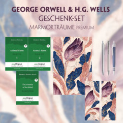 George Orwell & H.G. Wells Geschenkset - 3 Bücher (mit Audio-Online) + Marmorträume Schreibset Premium, m. 3 Beilage, m. 3 Buch