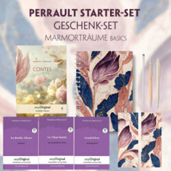 Charles Perrault Starter-Paket Geschenkset - 4 Bücher (mit Audio-Online) + Marmorträume Schreibset Basics, m. 4 Beilage, m. 4 Buch