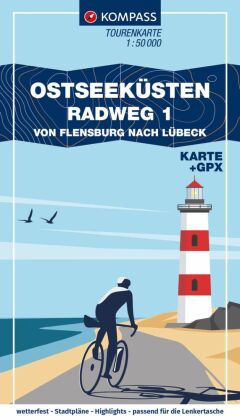 KOMPASS Fahrrad-Tourenkarte Ostseeküstenradweg 1, von Flensburg nach Lübeck 1:50.000