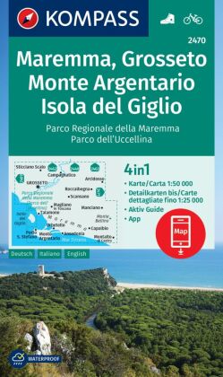 KOMPASS Wanderkarte 2470 Maremma, Grosseto, Monte Argentario, Isola del Giglio 1:50.000