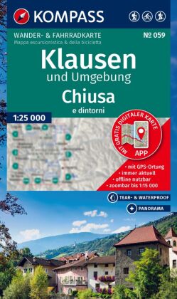 KOMPASS Wanderkarte 059 Klausen und Umgebung / Chiusa e dintorni 1:25.000