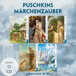 5 Puschkins Märchenzauber (5 Bücher + Audio-CDs) - Frank-Lesemethode - Kommentierte zweisprachige Ausgabe Russisch-Deutsch, m. 5 Audio-CD, m. 5 Audio, m. 5 Audio, 5 Teile