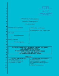 Sloan vs. Ware and Bank of America Clerk's Transcript on Appeal Vol. 3