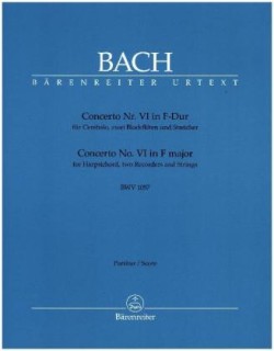 Concerto Nr. VI für Cembalo, zwei Blockflöten und Streicher F-Dur BWV 1057, Partitur