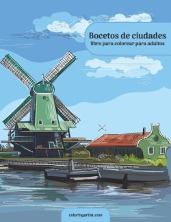 Bocetos de ciudades libro para colorear para adultos