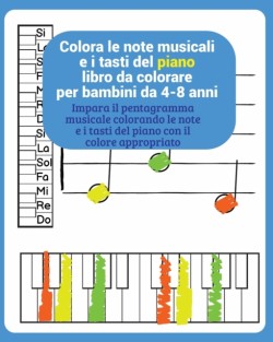 colora le note musicali e i tasti del piano libro da colorare per bambini da 4-8 anni